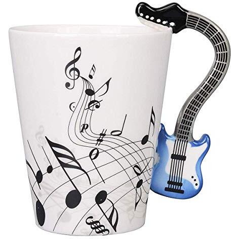 Bonzeal 3D Ceramic Guitar Mug Blue Musical Notes Tea Coffee Mug Music Gifts For Men 220 Ml Birthday Gift For Girls Boys Gift For Music Lover Girlfriend Boyfriend Mugs For Coffee Mugs And Cups