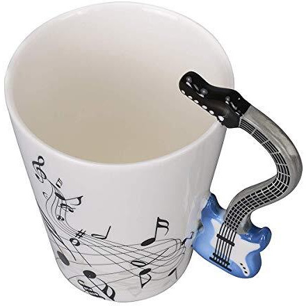 Bonzeal 3D Ceramic Guitar Mug Blue Musical Notes Tea Coffee Mug Music Gifts For Men 220 Ml Birthday Gift For Girls Boys Gift For Music Lover Girlfriend Boyfriend Mugs For Coffee Mugs And Cups