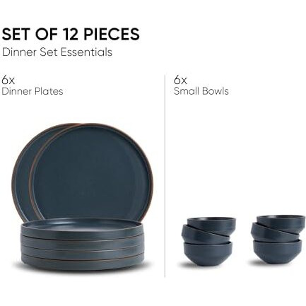 Shay Ceramic Modern Dinner Set, 12 Pcs, Grey & White | Crockery Set | Ceramic Plate Set | Matte Finish | Plates And Bowls (Japandi Dinner Set - Grey & White, 12 Piece)