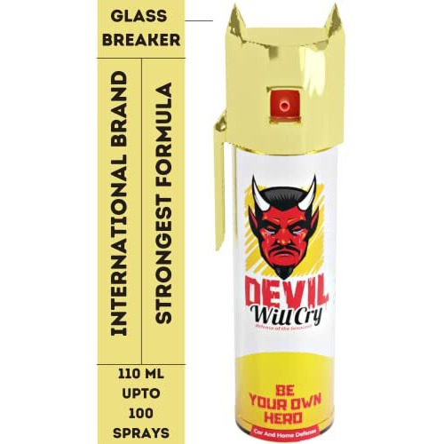 Pepper Spray For Car And Home Extra Strong For Men, Women Big 110 Ml Pepper Stream Spray By Devil Will Cry Brand (Pack Of 1)