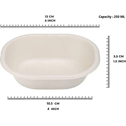 Sanwalsa Disposable Hard Paper Bowl, 250Ml, Set Of 50, Beige