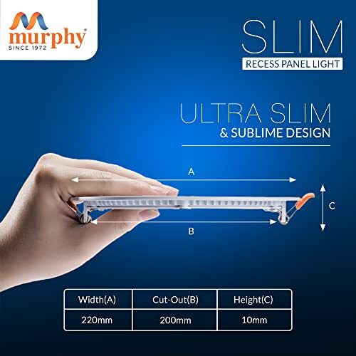 Murphy Aluminium 22-Watt Slim Square Led Panel Ceiling Light (Cool White, Pack Of 1)