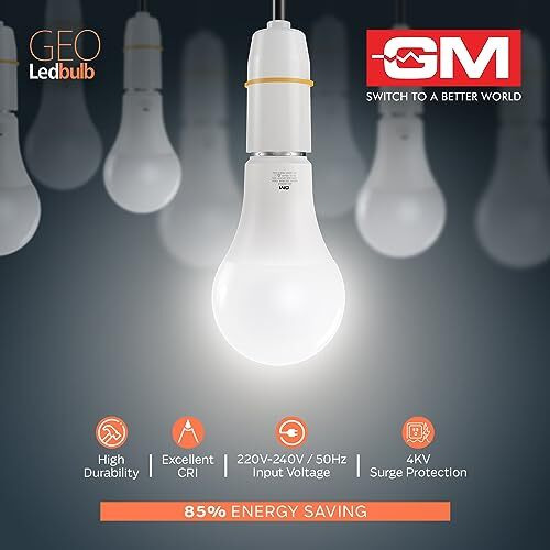 Gm Geo 9 Watt Led Bulb, 6500K White Cool Day Light Bulb Pack Of 4