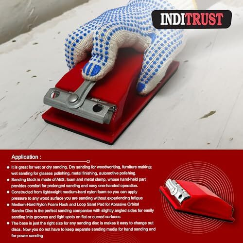 Inditrust Plastic Hand Sanding Block With Clip On Fitting Sanding, Block Sander Pad For Wood Glasses Car Furniture Finishing Sanding Sheets Holder Clamp (1 Pc)