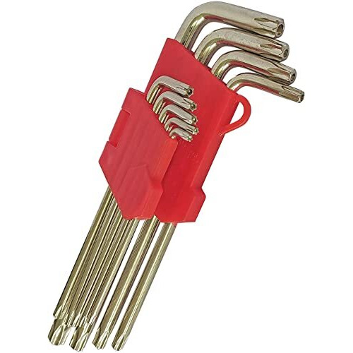 Inditrust New Heavy Duty 9Pc Silver Long Torx/Star Allen Key Set Multi Size T10-T50 Allen Key Set