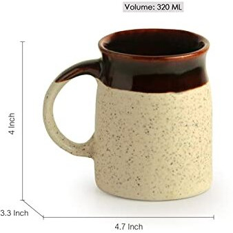 Exclusivelane 'Cocoa Rims' Studio Pottery Ceramic Coffee Mug Ceramic Set Of 2 (Microwave Safe, 320 Ml)|Ceramic Coffee Mugs Ceramic Coffee Mug Set Tea Mugs For Coffee Mugs Set Of 2 Ceramic Tea Mug