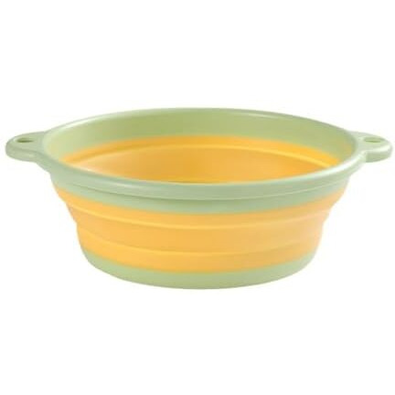 Potency Collapsible Washing Up Bowl, Portable Folding Hand Wash Basin, Multipurpose Outdoor Travel Basin, Small Washing Up Bowl, Silicone Bowl Tub For Travel Camping Caravans (Small, Yellow+Pista)