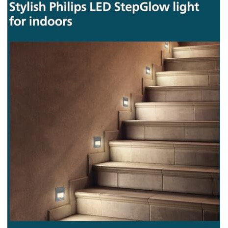 Philips 2W Decorative Led Step Light | Stepglow Surface Mounted Anthracite Outdoor Led Stair Light | Warm White, Pack Of 1-Acrylonitrile Butadiene Styrene