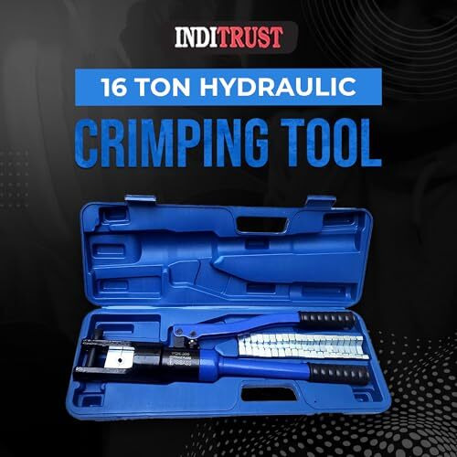 Inditrust 16 Ton Hydraulic Crimping Tool 11 Dies 16-300 Mm2 For Copper, Aluminum Terminal Pliers Yqk-300 Hydraulic Crimper (Blue Box)