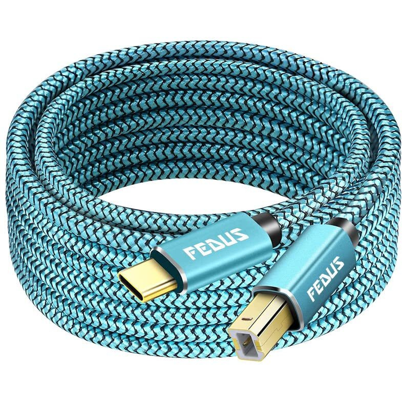 Fedus 3 Meter Usb Type-C To Printer Cable, Gold Plated Nylon Braided Usb Type-C To Usb B Male Scanner Cord Compatible With Dimi, Google Chromebook Pixel, Macbook Pro, Hp Canon Printers
