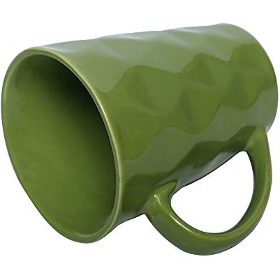 Anwaliya Matcha Series Ceramic Coffee Mug Set Of 6 (300Ml) Handcrafted Design Tea Cups Stackable, Chip Resistant, Large Serving Green Tea Cups, Diamond (Color May Vary)