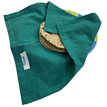 Glus 100% Pure Cotton Microwave Friendly Cotton Roti Chapati Cover Roti Rumal For Tiffins Pack Of 6 (Multi, Large)