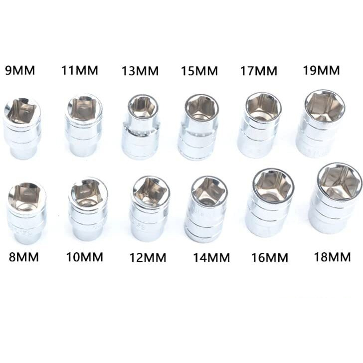 Aasons Professional Tools T Spanner Socket Set Type T Shaped Handle Wrench Spanner 13 Pcs Socket Multipurpose 8Mm - 19Mm 1/2" Square Drive Socket Tool Set, Hex End Interchangable For Vehicle Car