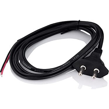 Hi-Plasst 2-Pin Extension Cord (2 Yards) - Ac Power Cable For Fan, Emergency Light, Mobile Charger, Printer, Computer, Decorative Lights | Pvc Insulated Wire | Small Appliance Wire | 5A 250V