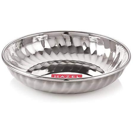 Hazel Stainless Steel Serving Sweet Dish Dessert Plate, 310 Ml Each, Set Of 4