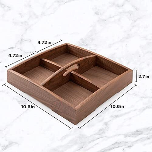 Ethoweden Wooden Serving Tray Divided Platter 4 Compartment Storage Organizer Container Decorative Candy Tray For Food Server Snack. (Design Divided)