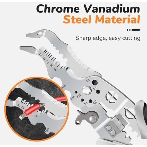 Trk Impex12-In-1 Multifunctional Wire Stripper Crimper Cable Cutter Pliers | Professional Electrical Wire Stripping Tool | Heavy Duty Industrial Grade With Adjustable Steel & Tester Combo (Pack Of 2)
