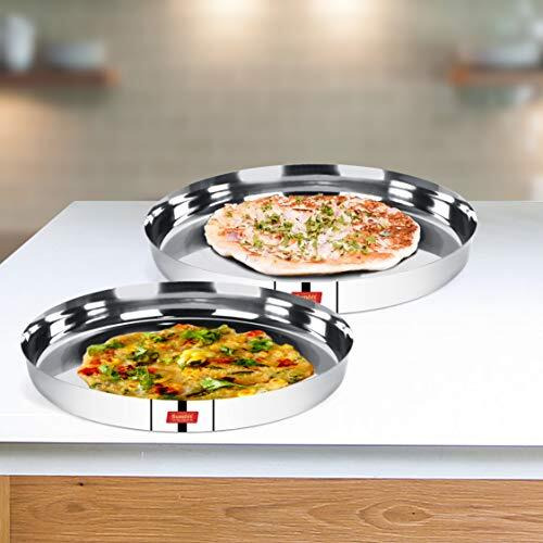 Sumeet 22 Gauge Stainless Steel Traditional Dinner Plate/Thali 25.8Cm (1.5Ltr) - Set Of 2Pc