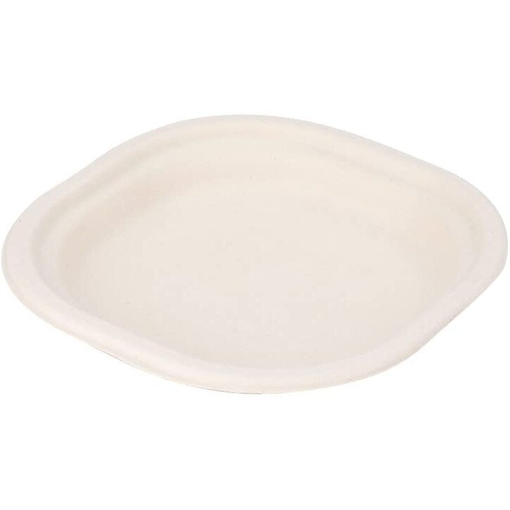 Sanwalsa Disposable Square Bagasse Paper Plates, 6 Inches Diameter, Set Of 25 Pcs - Beige
