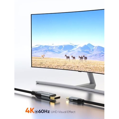 Cablecreation 3.3Ft Usb C To Displayport Cable 4K@60Hz,2K@165Hz,2K@144Hz,Usb Type C To Dp Cable Thunderbolt 3 Compatible With Macbook Pro/Air,Imac,Ipad Pro 2020,Xps,Galaxy S22 Ultra/S20/S10,,Gray