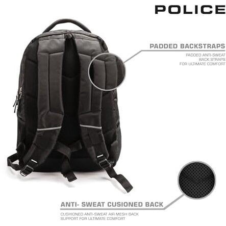 Police 35 Litre Office Laptop Backpack Bag For Man/Women Water Resistant College Bag For Boys Stylish Trendy And Durable - Black
