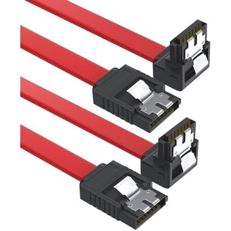Etzin Sata Cable Iii 6Gbps Straight Hdd Sdd Data Cable With Locking Latch 16 Inches (Red-90D, 2)