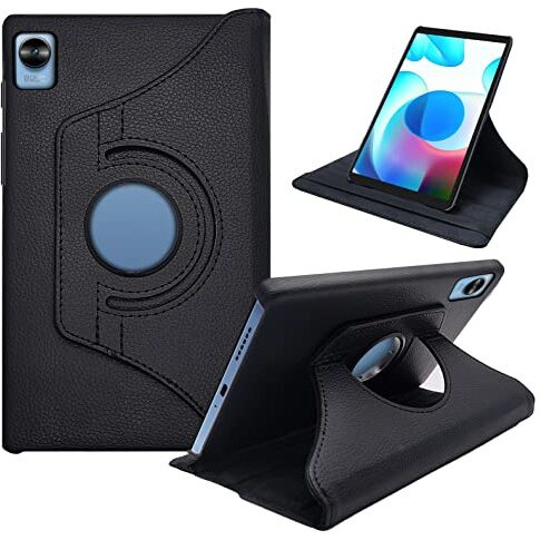Cedo Realme Pad Mini (8.7 Inch) Flip Cover | Leather Finish | 360 Degree Rotate Back Cover | Shockproof Back Cover Case For Realme Pad Mini (8.7 Inch) (Black)