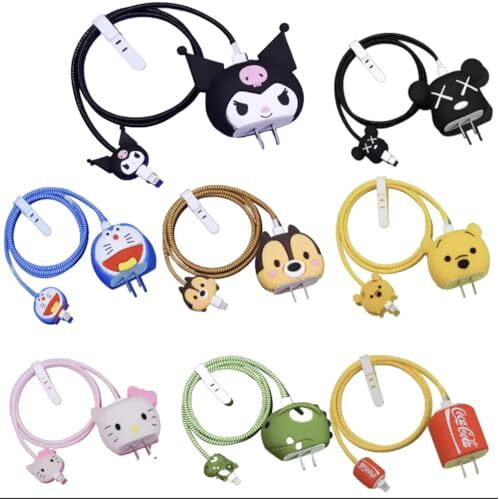 Ednita Cable Protector With 3D Cute Pattern For Iphone Charger Only 18W & 20W-Data Line Wire Saver Charging Cable Charger Protective Cable Full Protection Set Of - 1 (Marvel)