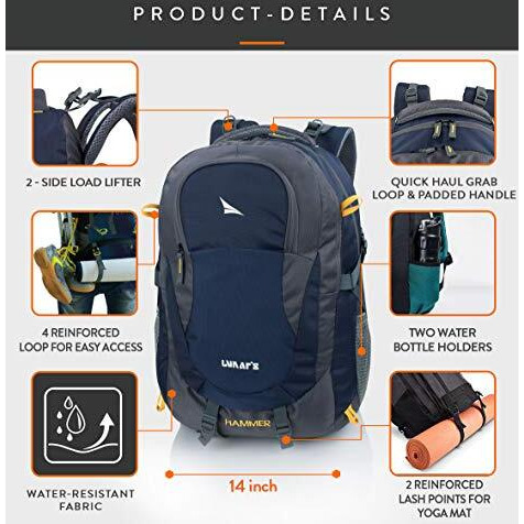 Lunar's Hammer Unisex 50L Laptop Bag | Water Resistant Office Bag For Man | Travel Bags For Men With 17.3-Inch Laptop/Macbook | Laptop Bags For Men Office Use With Rain Cover | Travel Backpack