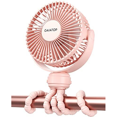 Gaiatop Mini Portable Stroller Fan, Battery Operated Small Clip On Fan, Detachable 3 Speed Rechargeable 360 Rotate Flexible Tripod Handheld Desk Cooling Fan For Car Seat Crib Treadmill Travel Pink