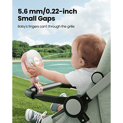 Gaiatop Mini Portable Stroller Fan, Battery Operated Small Clip On Fan, Detachable 3 Speed Rechargeable 360 Rotate Flexible Tripod Handheld Desk Cooling Fan For Car Seat Crib Treadmill Travel Pink