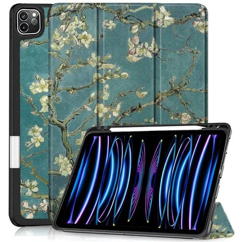 Proelite Smart Case For Ipad Pro 11 Inch 2022/2021 4Th/3Rd Gen [Auto Sleep/Wake Cover] [Pencil Holder] [Soft Flexible Case] Recoil Series - Flowers