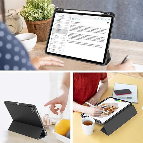 Proelite Smart Case For Ipad Pro 11 Inch 2022/2021 4Th/3Rd Gen [Auto Sleep/Wake Cover] [Pencil Holder] [Soft Flexible Case] Recoil Series - Flowers