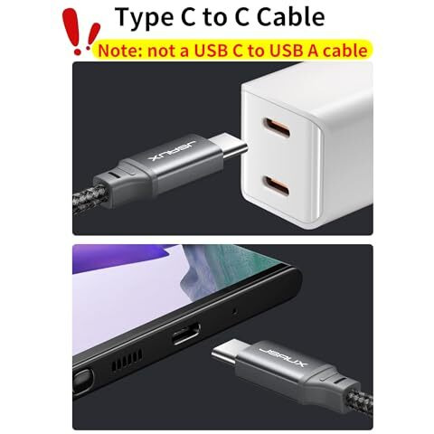 Jsaux 2-Pack 100W/5A Type C To Type C Cable Fast Charging 6.6Ft/2M Braided Usb C To Usb C Cable, 480Mbps Data Sync For Iphone 16/16 Plus/16 Pro/16 Pro Max/15, Galaxy S24/S23, Macbook, Ipad, Pixel-Grey