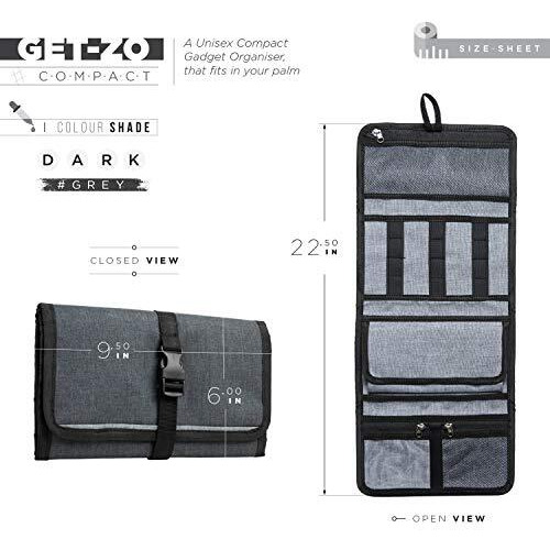 Fatmug Travel Organizer Bag For Small Electronic And Accessories -Gadgets Kit Case Pouch - Dark Grey, Polyester, 57 Centimeters