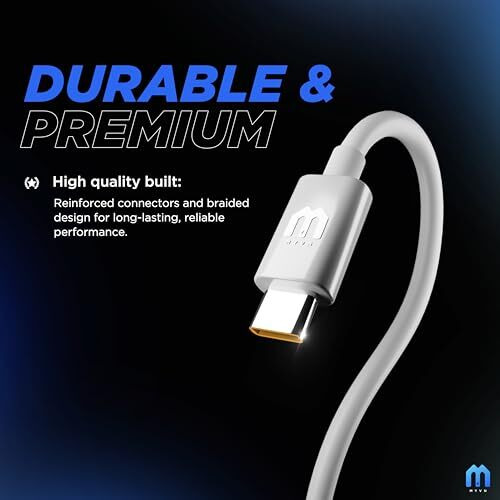 Myvn 65W Super Vooc Charge, Data Sync Fast Charging Type-C Cable Compatible For Realme Xt, Realme Xt 730G, Realme X2, Realme C12, Realme 6 Pro, Realme Narzo 20A, Realme 7, Realme 7 Pro - White