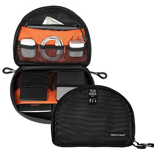 Urban Wolf Tech Pouch The All-In-One Waterproof Travel Organizer For Cables, Adapters, Chargers, Power Banks, Sd Cards, Hard Drives And Other Tech Essentials-Portable Zippered Gadgets Organizer