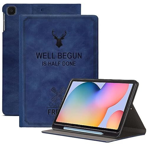 Proelite Deer Smart Flip Case Cover For Samsung Galaxy Tab S6 Lite 10.4 Inch 2024 Sm-P610/P615 With S Pen Holder, Dark Blue
