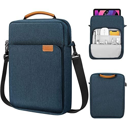 Proelite Tablet Sleeve Bag 9-11Inch For Ipad 10.2/10.9/Pro 11/Samsung/Lenovo/Galaxy Tab A9 Plus/S8/S9/Realme Pad/Honor Pad/Oppo//Xiaomi Mi Pad 7/Redmi Pad,Oneplus Pad, Handle With Shoulder Strap, Navy