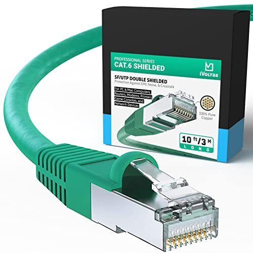 Ivoltaa Ethernet Cable Cat6A Cable Dual Shielded (Sf/Utp), 100% Copper, Professional Series - 10 Gbps Lan Network/High Speed Internet Cable, 550Mhz - 10 Feet (3.0 M)