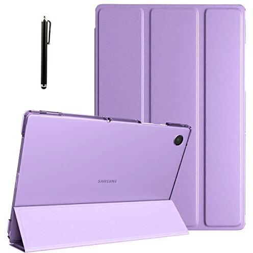 Proelite Smart Flip Case Cover For Samsung Galaxy Tab A8 10.5" Sm-X200/ Sm-X205/ Sm-X207 Translucent Back With Stylus Pen, Lavender