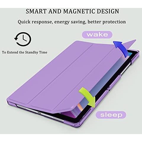 Proelite Smart Flip Case Cover For Samsung Galaxy Tab A8 10.5" Sm-X200/ Sm-X205/ Sm-X207 Translucent Back With Stylus Pen, Lavender