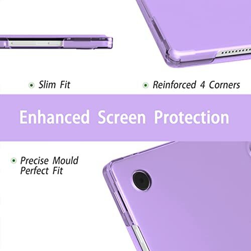 Proelite Smart Flip Case Cover For Samsung Galaxy Tab A8 10.5" Sm-X200/ Sm-X205/ Sm-X207 Translucent Back With Stylus Pen, Lavender