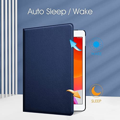 Proelite Cover For Apple Ipad 10.2 Case Cover, 360 Rotatable Smart Flip Case Cover For Apple Ipad 10.2 Inch 9Th/8Th/7Th Generation With Stylus Pen, Dark Blue