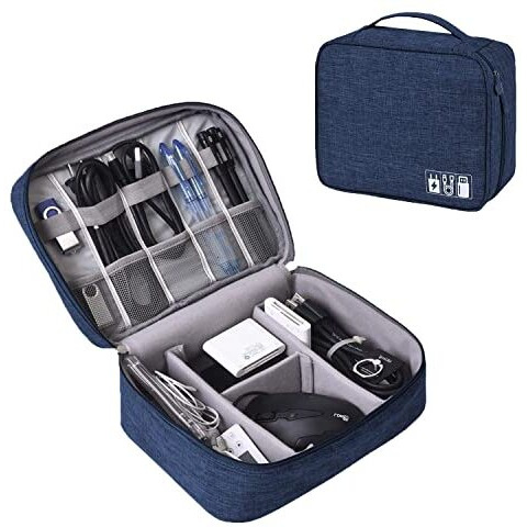 Seagull Flight Of Fashion Nylon 2 Layer Gadget Organizer Case,Electronic Accessories Bag,Tech Organizer Pouch For Hard Disk,Pen Drive For Home&Travel-24 X 18 X 10 Cm-Navy Blue-Model 1