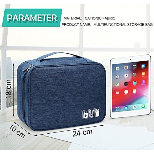 Seagull Flight Of Fashion Nylon 2 Layer Gadget Organizer Case,Electronic Accessories Bag,Tech Organizer Pouch For Hard Disk,Pen Drive For Home&Travel-24 X 18 X 10 Cm-Navy Blue-Model 1