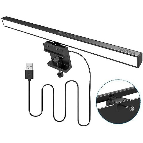 Techzere Plastic 13-Inch Laptop Monitor Screen Light Bar With Smart Touch Sensor Usb Powered 5W Led E-Reading Lamp Stepless Dimming 60-Min Timer No Screen Glare Eye Health Care Black