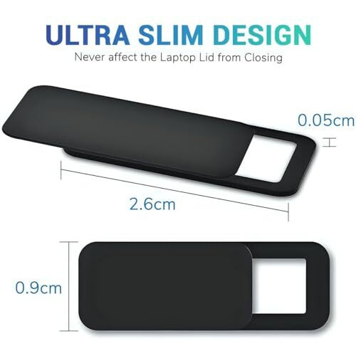 Liramark Webcam Cover, Privacy Protector Webcam Cover Slide, Compatible With Laptop, Desktop, Pc, Smartphone, Protect Your Privacy And Security, Strong Adhesive (Rectangle) Set Of 3 Black