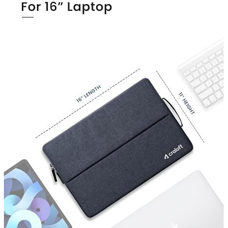 Craloft Polyester Laptop Sleeve Cover Bag Compatible With Macbook 16 Inch With Charger Pouch (Grey_L25)