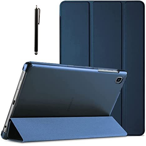 Proelite Smart Flip Case Cover For Samsung Galaxy Tab A7 Lite 8.7" Sm-T220/225 Translucent Back With Stylus Pen, Dark Blue